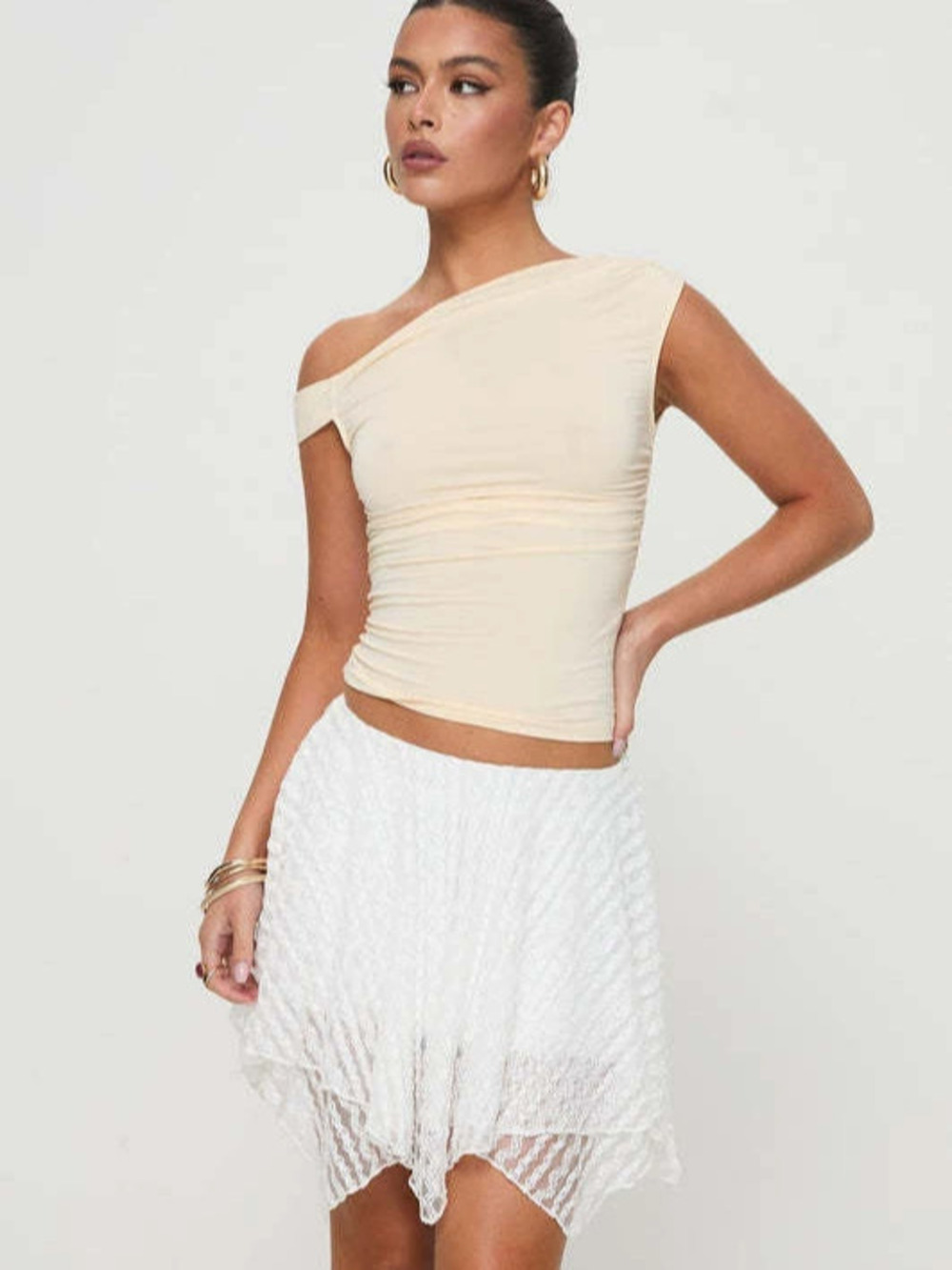 Zara New Irregular Lace Mesh Short Skirt for Girls